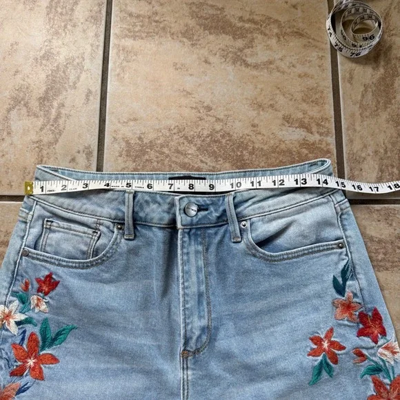 DRIFTWOOD Charlee Wide-Leg Jeans Bright Sky Embroidered Size 28 Boho - Picture 7 of 11